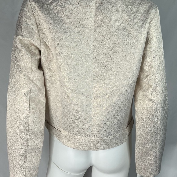 Womens Cream With Gold Accents Moto Jacket-Blazer Size M - Picture 5 of 8